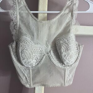 Elegant Lace Trimmed White Bustier